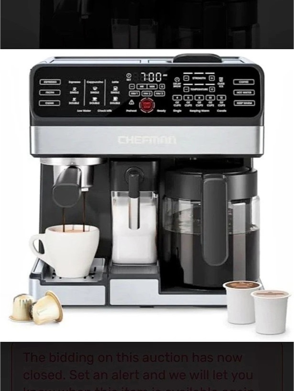 CHEFMAN Coffee Station Espresso and Coffee Maker Black & Silver